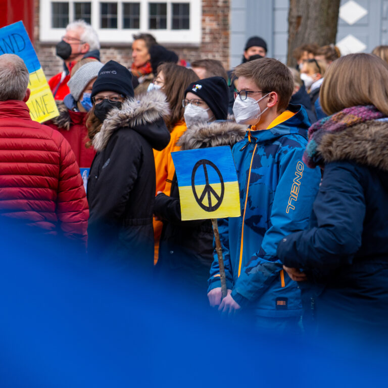 Demoschilder »Solidaritätsdemo für die Ukraine«